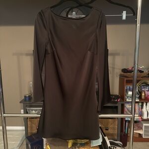 Gianni Bini Chocolate Brown Long-Sleeve Shift Dress